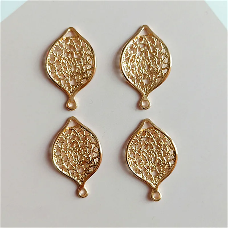 10 pcs/lot Alloy Creative Gold Leaf Pendant Buttons Ornaments Jewelry Earrings Choker Hair DIY Jewelry Accessories Handmade