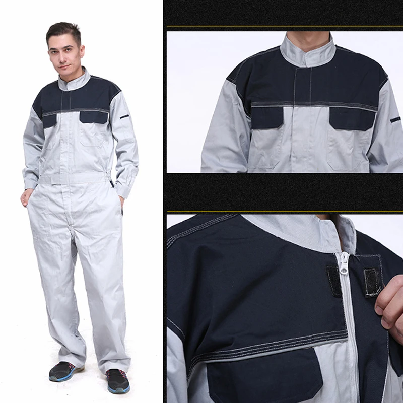 Men\'s 100% Cotton Coverall Workwear Suit Mining Work Wear Overalls Mechanic Carpenter Repairman Auto Repair Electric Welding