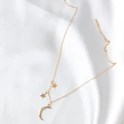 New Necklace2020 Fashion Two Moon Stars Moon Pendant Slack Female Statement Simple Female Low Price Delivery Necklace Elegant