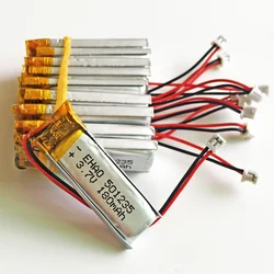 10 szt. 3.7V 180mAh litowo-polimerowa LiPo akumulator 501235 + wtyk JST 1.25mm 2Pin do Mp3 Bluetooth GPS rejestrator PSP