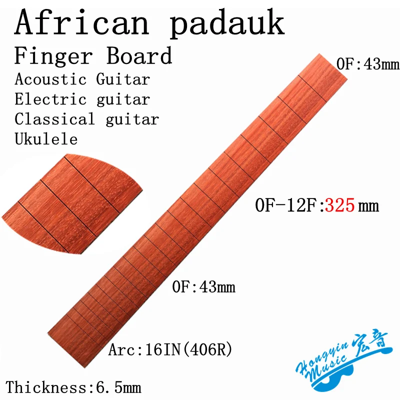 African Padauk Wood Fingerboard For Classical Guitar Standard 650mm Chord Length Semi-finished Fingerboard Pterocarpus Soyauxii