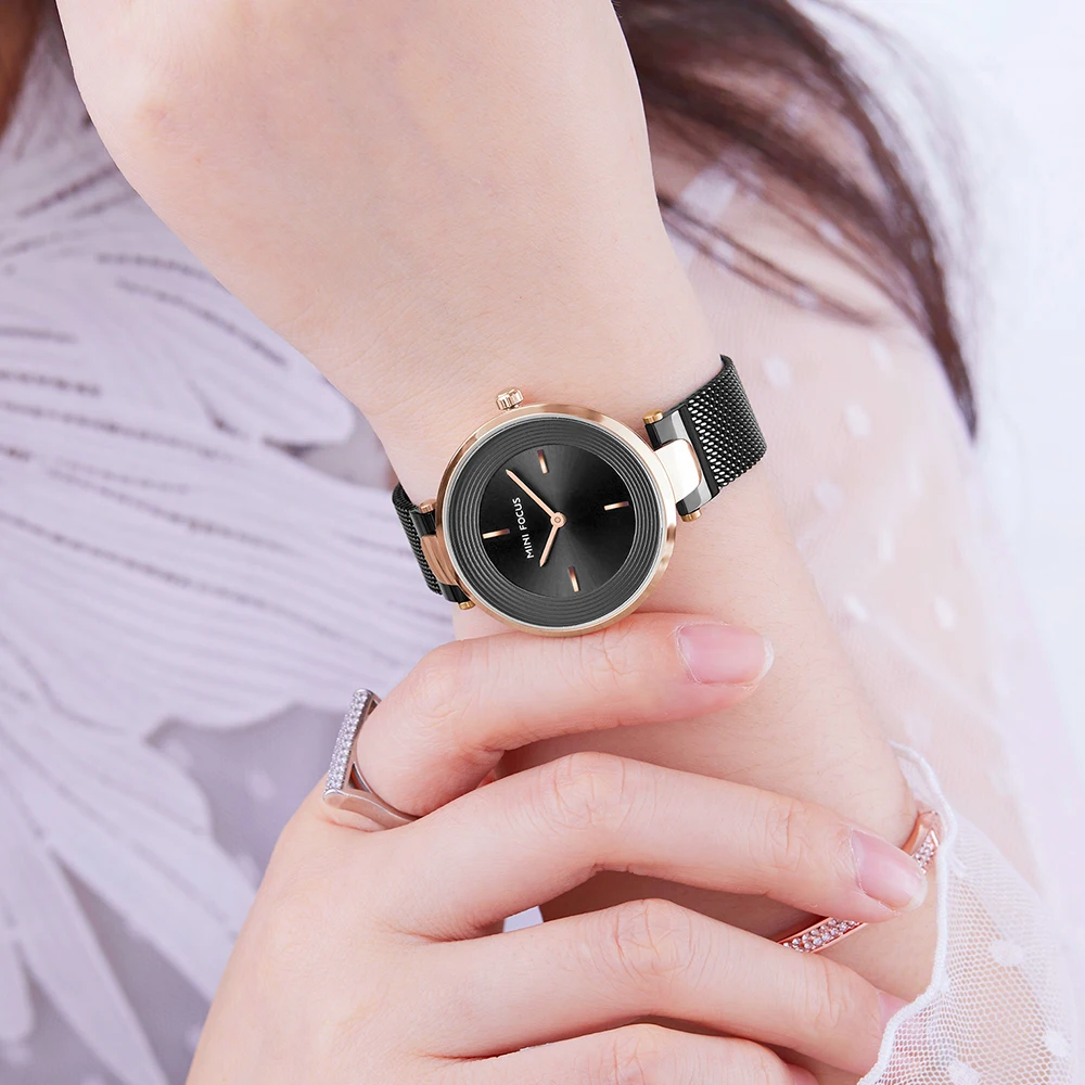 MINI FOCUS Wrist Watch Women Fashion Steel Quartz Watches Ladies Clock Relogio Feminino Ultra thin Dial Creative Ladies Watches