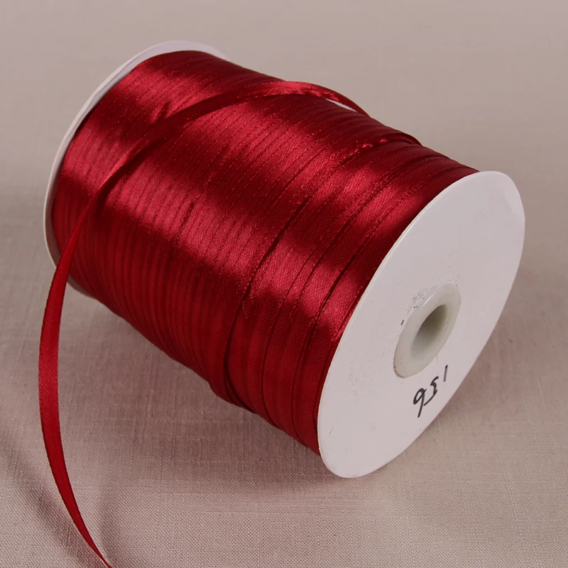 (25 yards/roll) Wine Red Single Face Satin Ribbon Wholesale Gift Wrapping Christmas New Year Apparel Sewing Fabric gift Ribbon