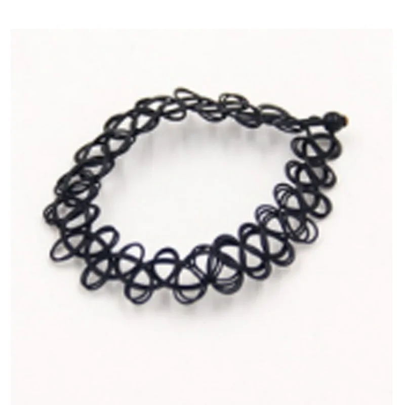 Vintage Stretch Tattoo Black Hollow Bracelets Punk Retro Gothic Elastic Bijoux for Women Lady Gift Fashion Jewelry