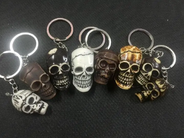 8 pcs Heavy Demon Skull Mixed Color Gothic Style Accessories Keychain