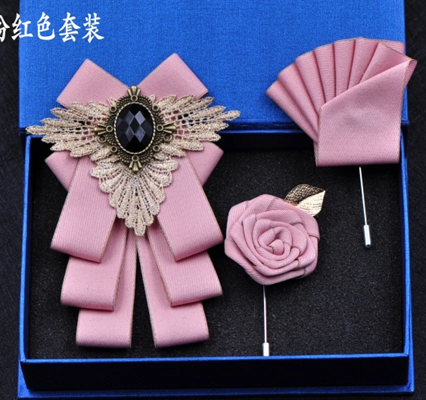 New female fashion men's male man handmade British formalwear business Korean wedding groom bow tie pocket towel SET