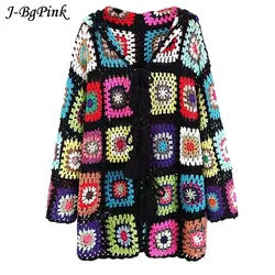 New Hot Sales Ladies Boho Blouse Hollow-out Sweater Jumper Fashion Casual Pierced Pullover Women Autumn Spring Knitwear