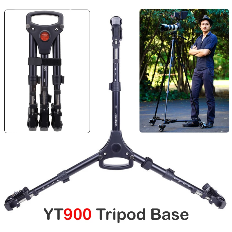 

Yunteng 900 Professional Photo Aluminum 3 Wheels Pulley Universal Foldable DSLR Camera Tripod Dolly Base Stand Max. Load 15KG