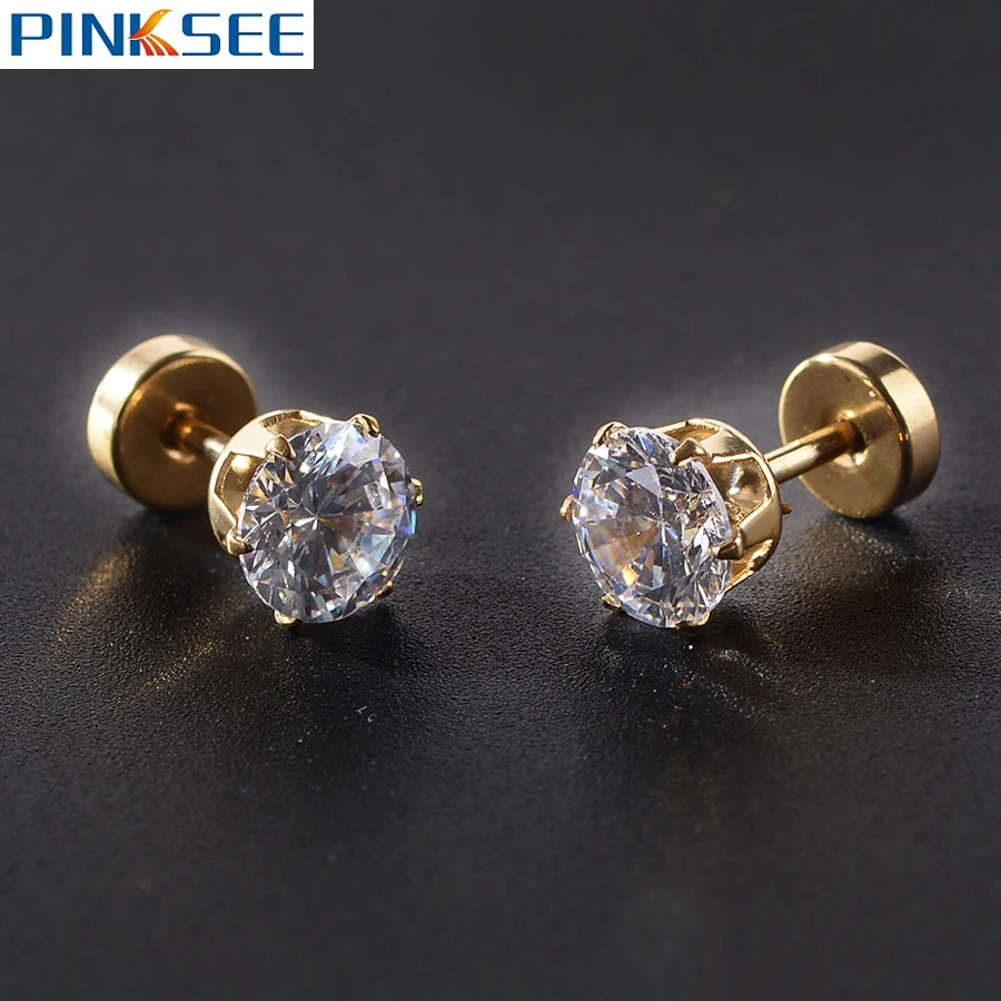 1Pair Crystal Zircon Tragus Helix Ear Cartilage Piercings Alloy Stud Earrings 3 4 5 6 7mm For Women Jewelry