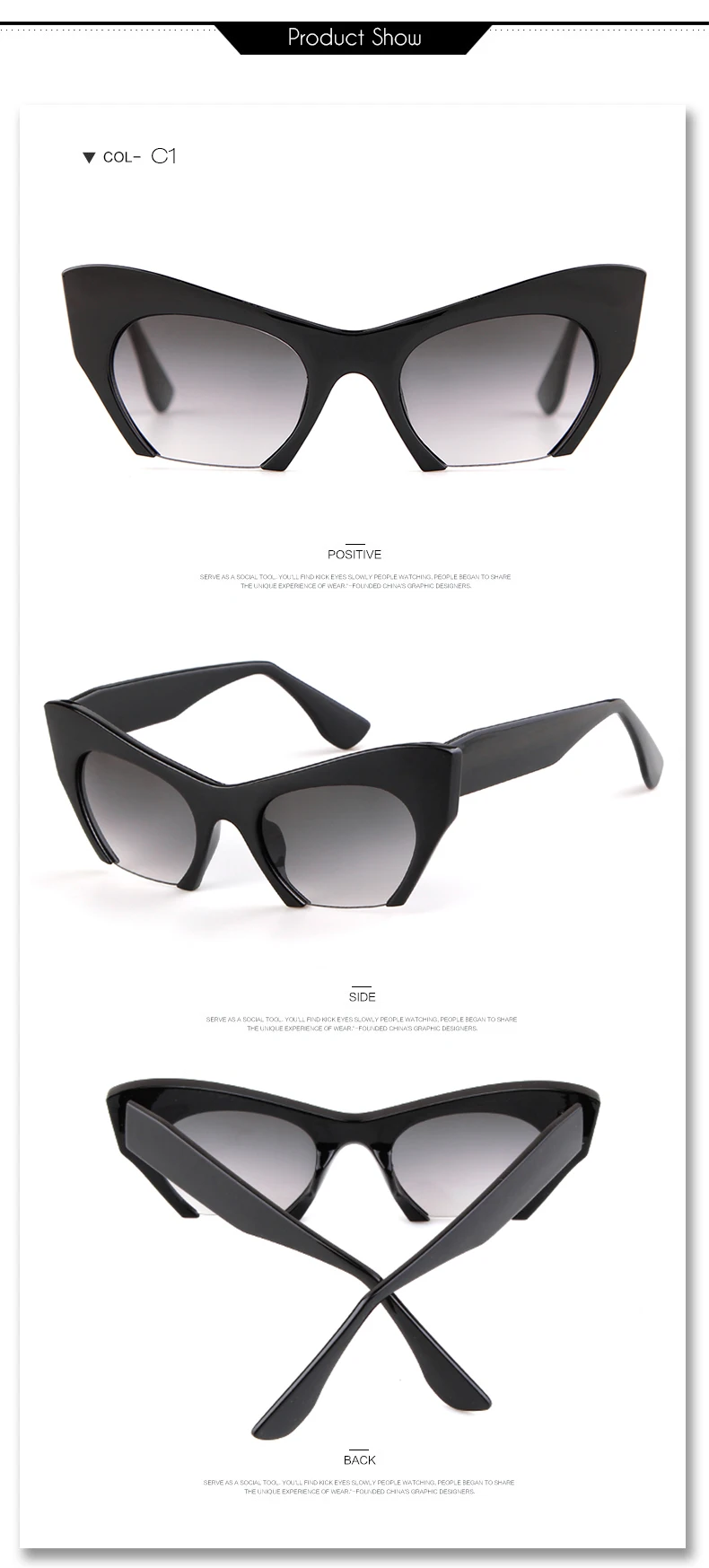 Wer Cutie Frauen Cat Eye Sonnenbrille Marken designer Frau übergroßen halben Rahmen rosa Leopard Sonnenbrille ce Linsen schirme om703 – Detail 5