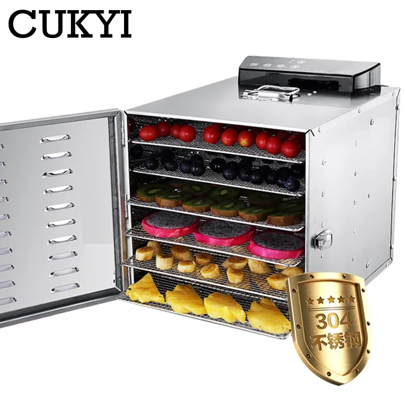 

CUKYI 6 Trays Stainless Steel Food Dehydrator Snacks Dehydration Dryer Fruit Vegetable Herb Meat Drying Machine 110V 220V EU US