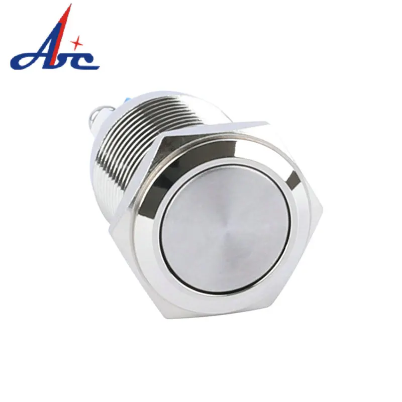 New Arrival 16mm 1NO Normal Open Screw Terminal Flat Head Latching Push Button Switch