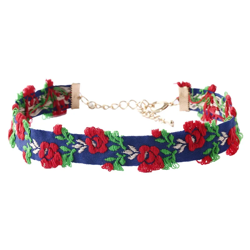 Newest fashion jewelry accessories mix color flower Tattoo choker necklace for couple lovers\' N340