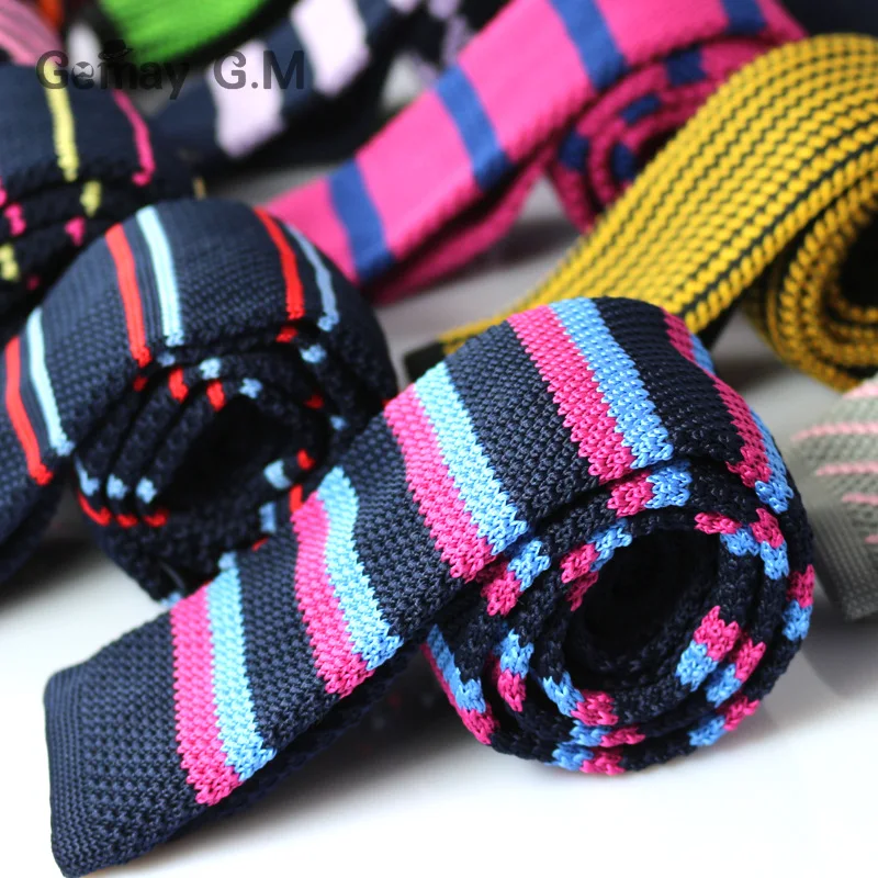 Fashion Mens Knit Ties Colorful New 6cm Narrow Width Knitted Skinny Neckties For Party Wedding Male Neckwear Tie Cravat