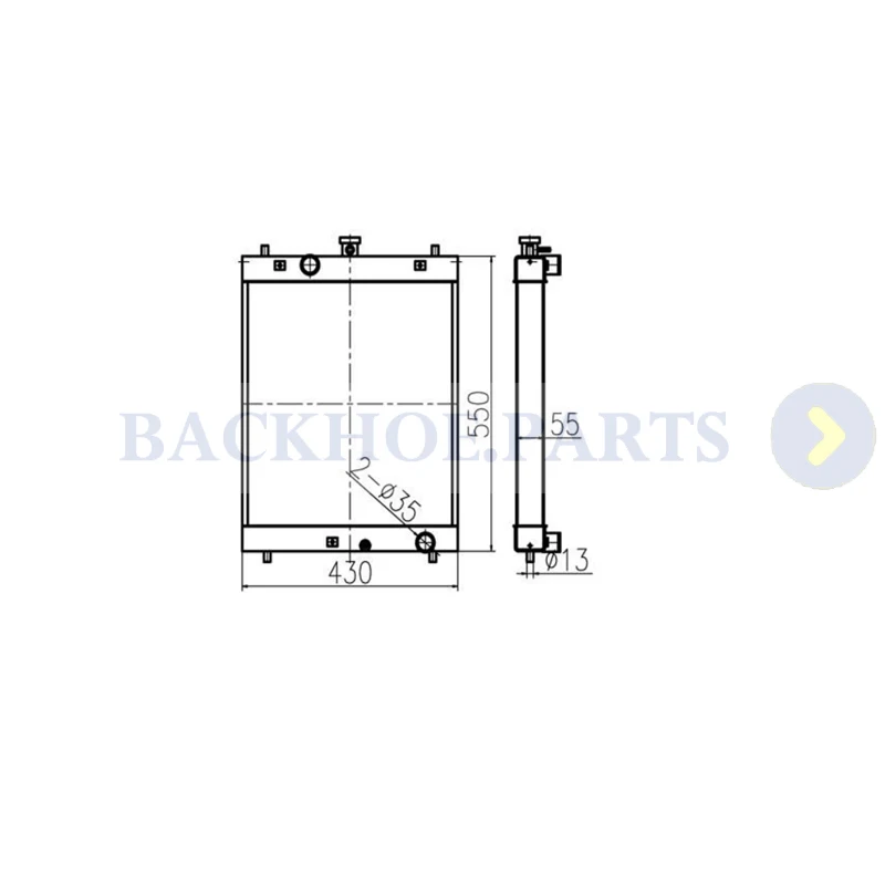 Water Radiator Core ASSY 4434315 for Hitachi Excavator ZX50U ZX50U-2 ZX50UNA ZX55UR ZX55UR-HHE R