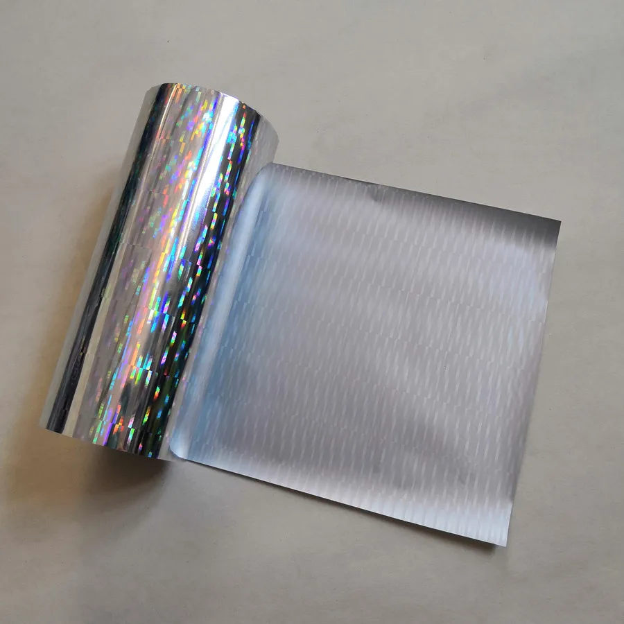 Hot stamping foil  holographic foil silver thick line pattern hot press on paper or plastic heat transfer film