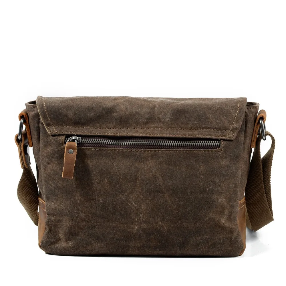 Imagem -04 - para Homens Jovens Retro Mensageiro Bolsas de Lona Casual à Prova Impermeável Água Simples Bolsa de Ombro Seção Transversal Bolsa de Cera de Óleo