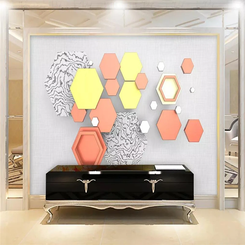 

Custom Mural Wallpaper 3D Hexagon Nordic Geometry TV Background Wall Mural