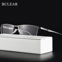 BCLEAR-Montura de gafas de aleación de titanio para hombre, gafas cuadradas ultraligeras graduadas para miopía, montura óptica de medio borde de Metal