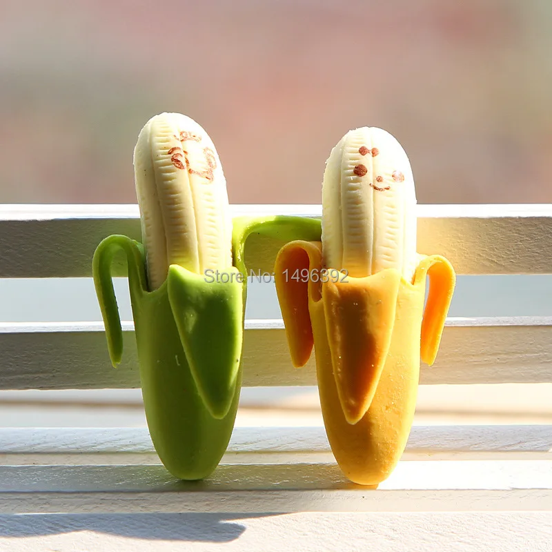 2PCS Lovely Cute Banana Fruit Style Rubber Pencil Eraser Students Stationery New School Supplies Kids Eraser