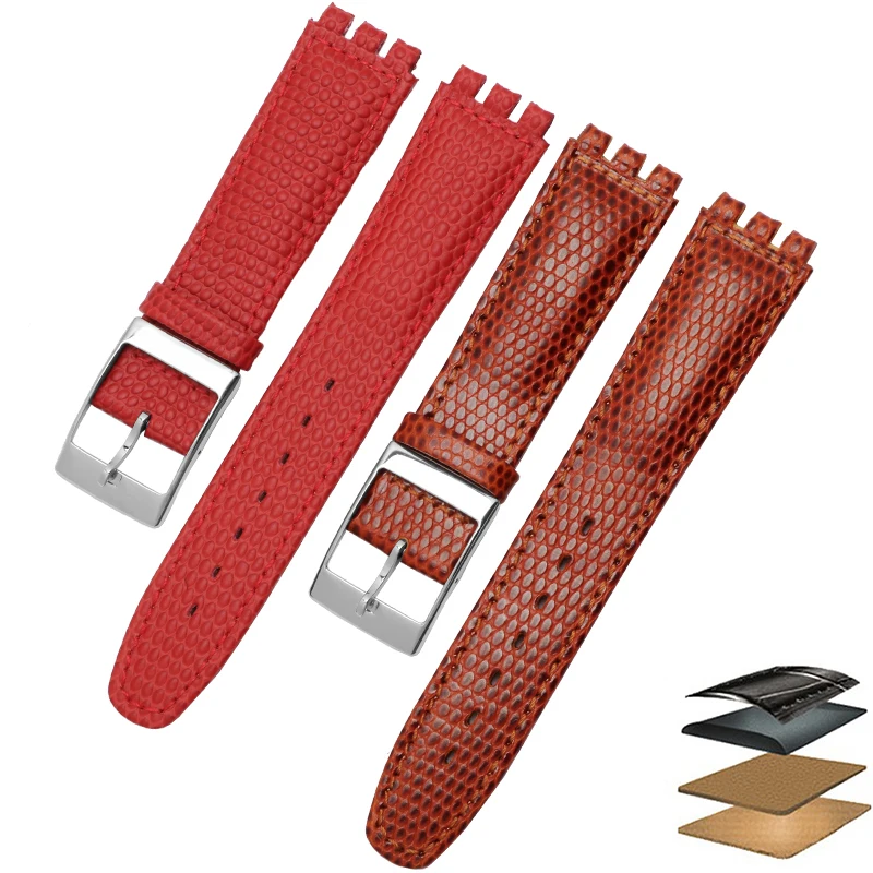 Lizard pattern watch band genuine leather strap 17mm 19mm replacement wristband for YCS YAS YGS