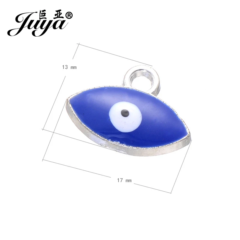 JUYA Jewelry Evil Eye Charms Supplier 25pcs/lot 13x17mm Trendy Beads for Diy Necklace Bracelet Pendant jewellery crafts findings