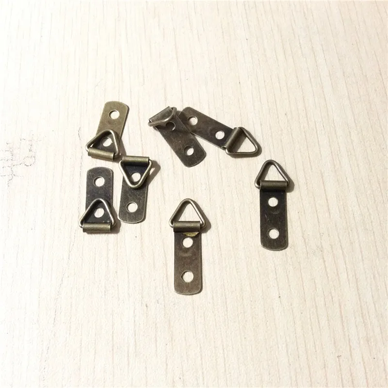 Bronze Metal Triangle D-Ring 2 Holes Hanging Picture Oil Painting Mirror Frame Hooks Hangers With Screws,30*11mm,200Pcs