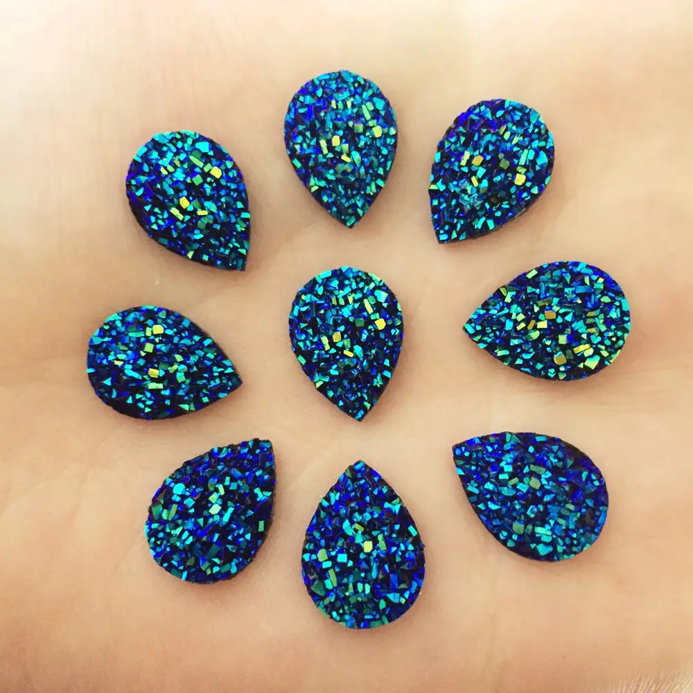 80pcs AB Resin 10*14mm Bling Ore teardrop flatback rhinestone Ornaments DIY Wedding appliques craft D55*2