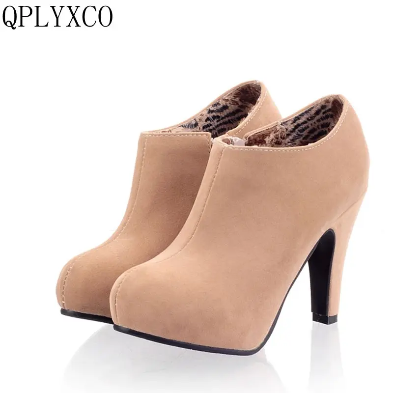 QPLYXCO New Sale Big small size 32-45 super high heels(10cm) women shoes with zipper party wedding zapatos de mujer shoes C-10