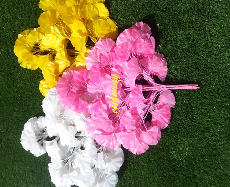 

120pcs/lot Wedding Props Road flower stage background decoration flower artificial ginkgo biloba Flowers 4 colors