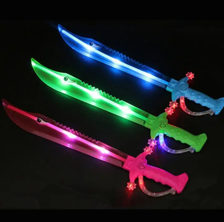 10pcs Light Up Swords Motion Activated Sound Flashing Pirate Buccaneer Sword LED Toy Glow Sticks Party Prize Lightsaber