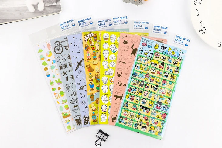 Kawaii Cartoon animals Gilding Stickers DIY Diary Scrapbook Notebook Album Cup Phone Decor Sticker Stationery School Supplies