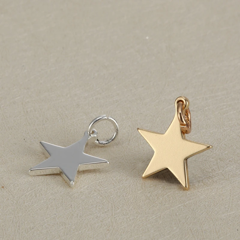 20pcs 15mm and 16mm DIY blank Charm accessories star hollow stars smooth stainless steel pendant  for necklace