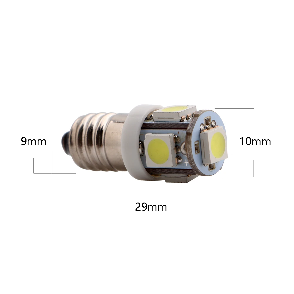 10 PCS 6V 6.3V DC E10 5050 5 SMD LED Light Bulb Car Styling White Blue Red Amber Green Auto Indicator Bulbs