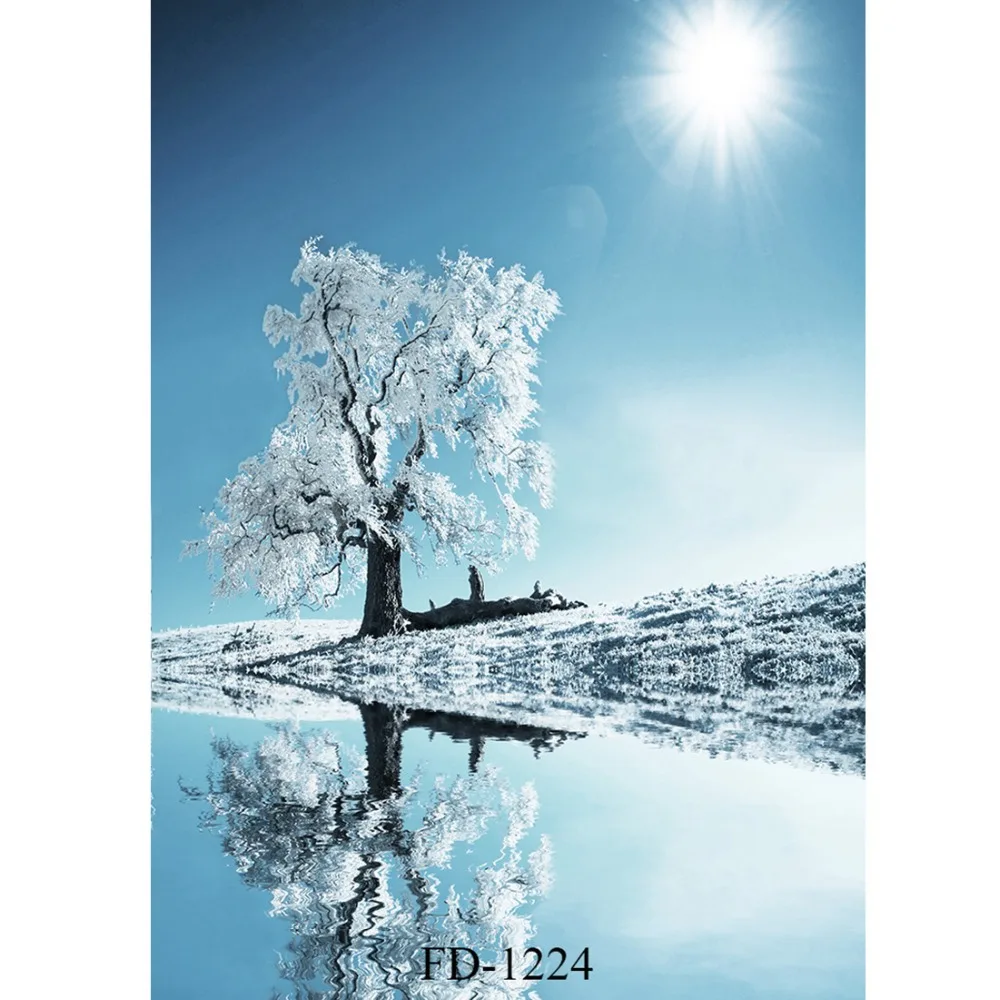 Sunlight Lake Ice Willow Tree Photography Backdrop for Photo Studio Background Wedding Children Kids Baby Shower Photo Shoot