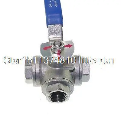 

1PCS DN25 G1" Female 3-Way T-Port 304 Stainless Steel Ball Valve