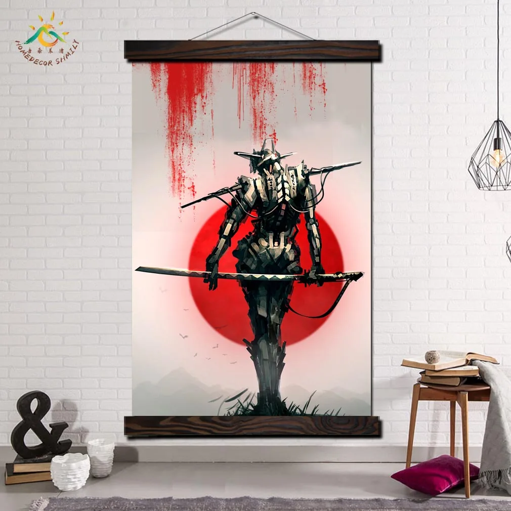 

Japan Samurai Modern Wall Art Print Pop Art Posters and Prints Scroll Canvas Painting Wall Pictures for Living Room