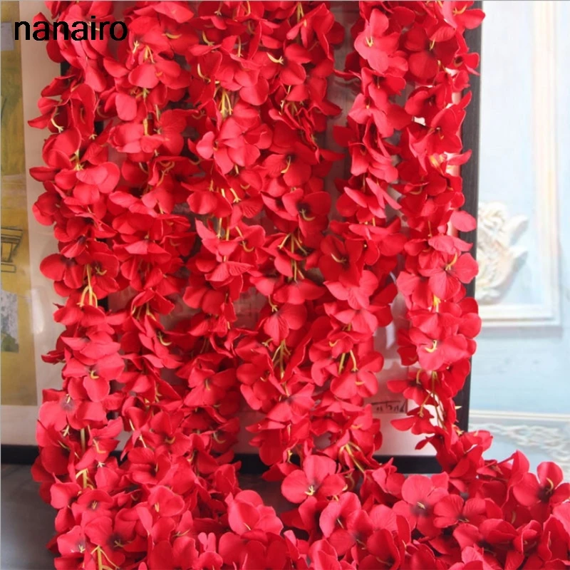 1PCS Artificial Hydrangea Wisteria Flower For DIY Simulation Wedding Arch Rattan Wall Hanging Home Party Decoration Fake flower