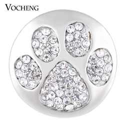 Vocheng Ginger Snap Button 18mm Paw Print Bling Crystal DIY Jewelry Vn-1135