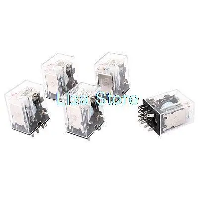 

HH54PL AC 110/120V Coil 14-Pin DPDT Red LED Light Electromagnetic Relay 5 Pcs