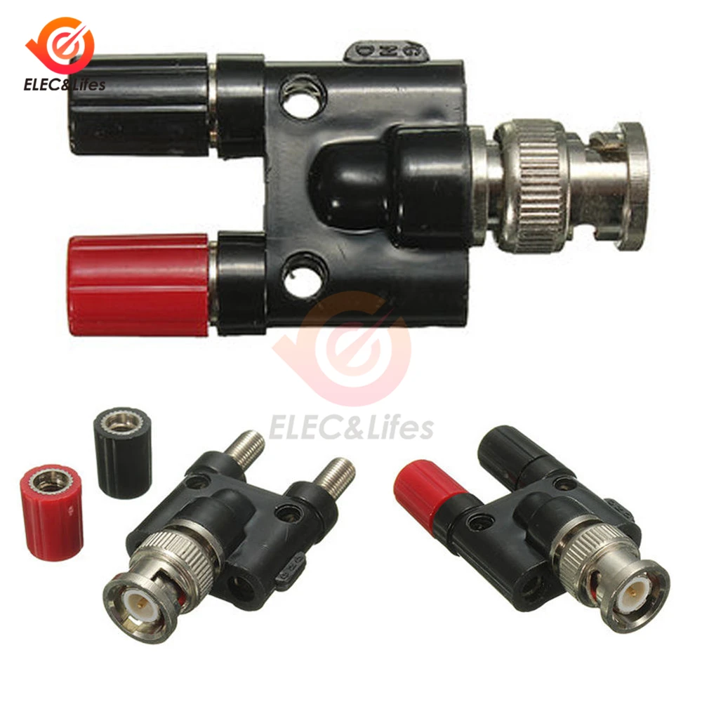 BNC Male to 4MM Twin Dual Binding Posts Banana Plug Jack Female Coaxial Adapter Connector BNC Male Terminals black & red RoHS