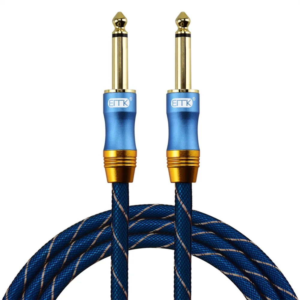 Kabel Audio EMK Mono 6.35mm 6.3 1/4 kabel typu Jack nylonu pleciony przewód z męskiego na męskie 6.5 TS 1m 5m 10m do gitary, wzmacniacz miksujący