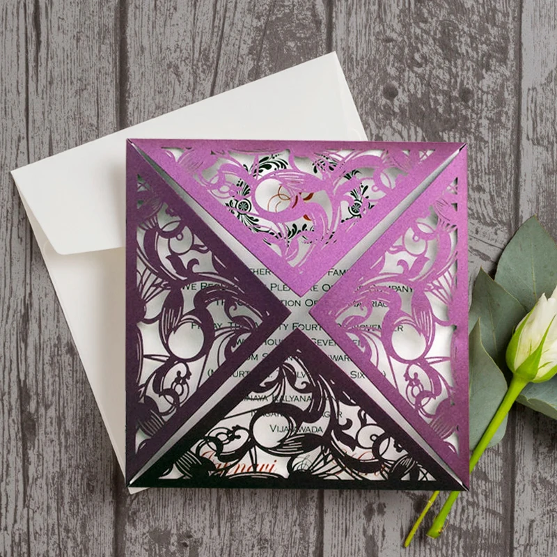 Picky Bride Purple Wedding Invitation Romantic Wedding Invitation Cards - set of 50 pcs