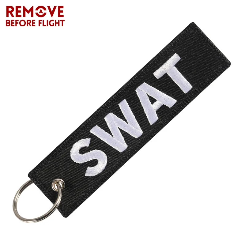 Fashion Car keychain Motorcycle SWAT black key chain Embroidery llavero moto keyfobs key ring chaveiro para carro