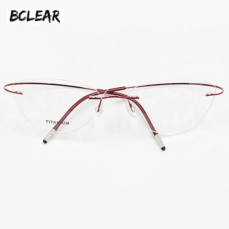 Rimless Glasses Frame Women Titanium Ultralight Eyeglasses Prescription Frameless Cat Eye Eyewear Myopia Optical Frame