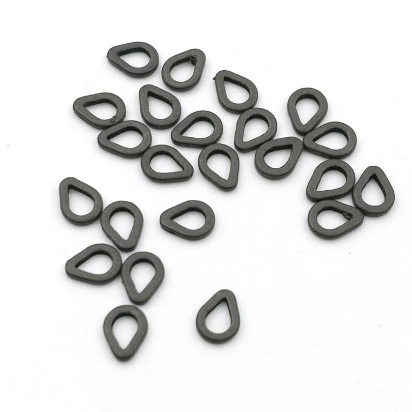 Shared With Fish 100PCS/Pack Carp Fishing Pear Shape Rig Rings Loops Swivels Carping Terminal Tackle Matt Black Color S L Size