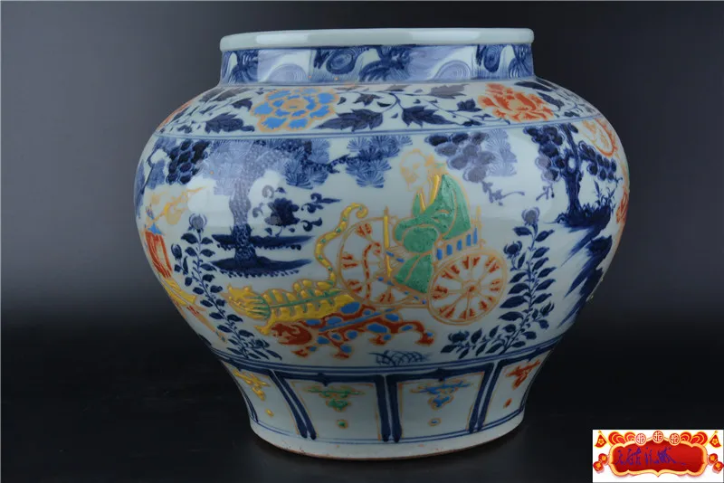 antique YuanDynasty porcelain jar,pastel glaze&white and blue glaze,