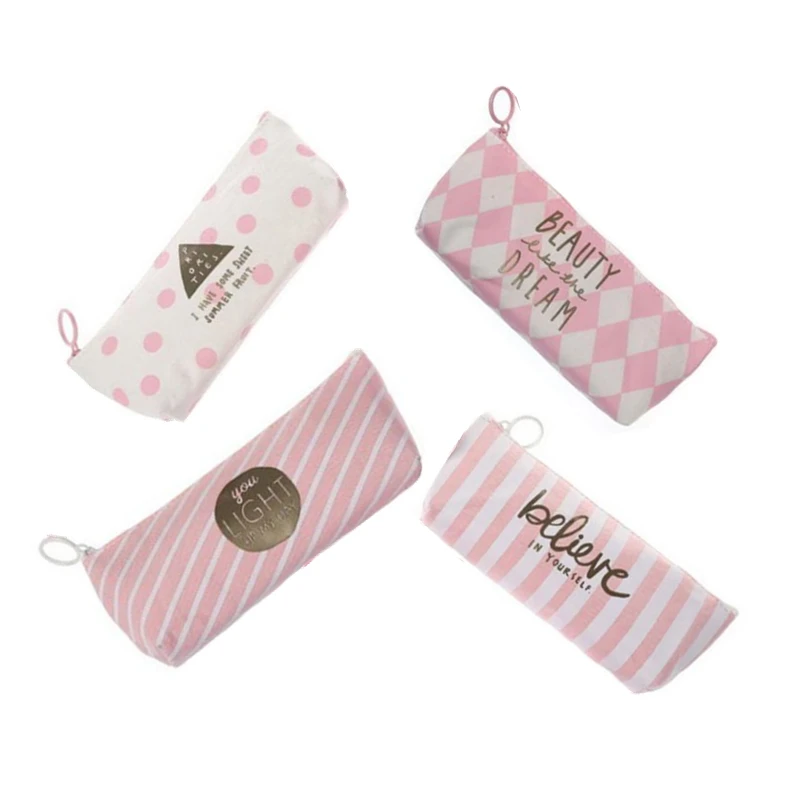 1Pcs/Lot Fresh Crystal Powder Grid Pencil Bags Japan And South Korea Stationery Pencil Case Chancery Penalty