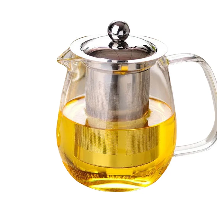 

Heat resistance galss Tea pot,Kettle with steel filter/strainer,for water and flowers Coffee Juice Milk