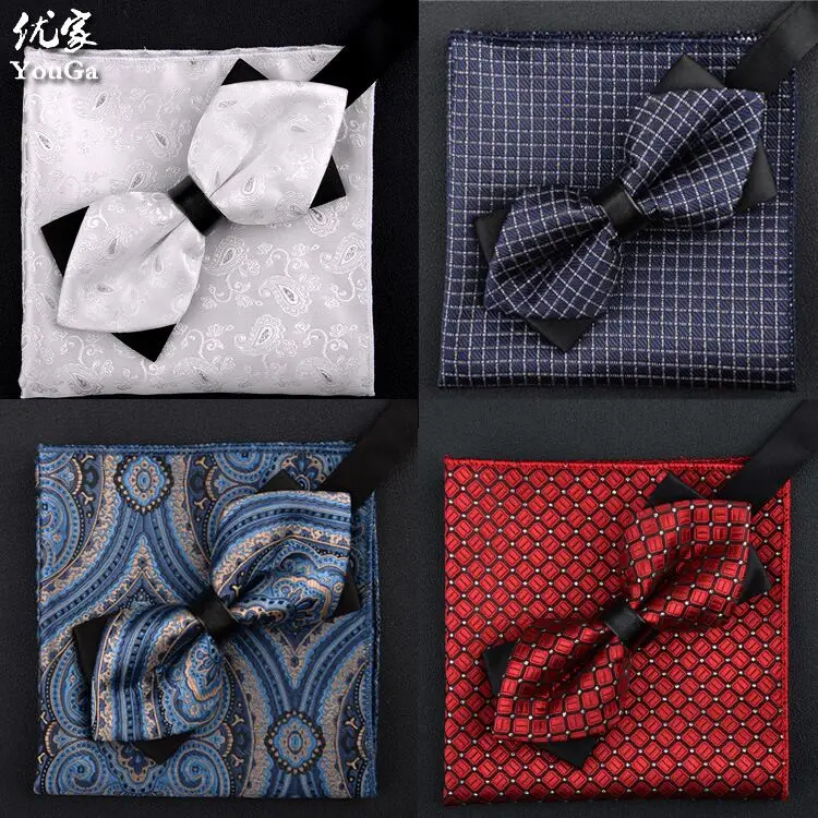 SHENNAIWEI 2016 mens bow tie and handkerchief set bowtie fashion cravatta gemelli men ties sets cravatta uomo seta lot